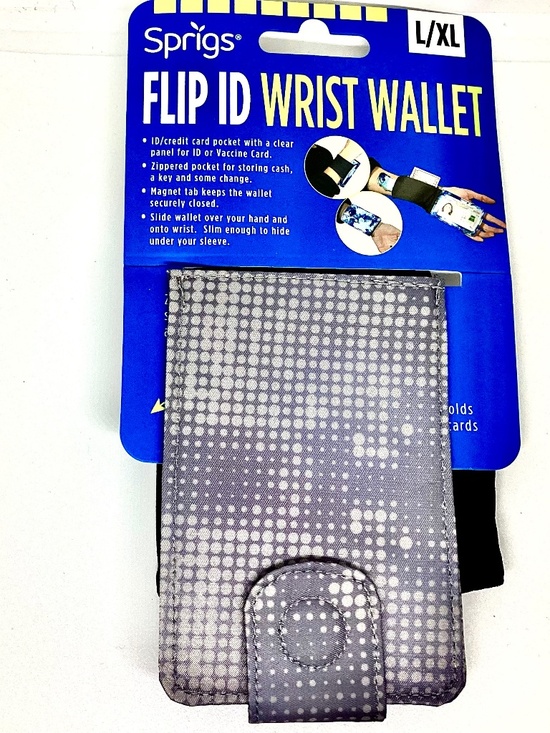 Sprigs Flip ID Wrist Wallet. Size: L/XL in Gray - New - Picture 3 of 4